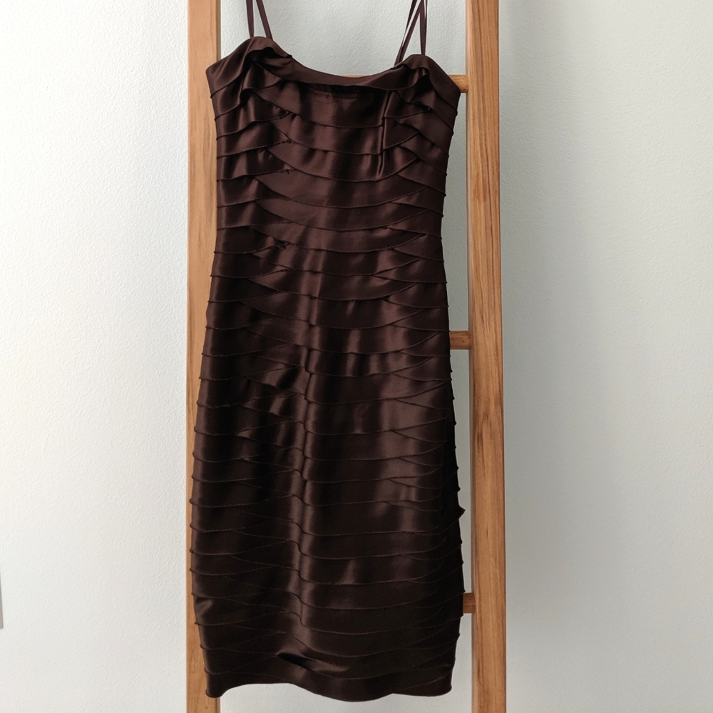 BCBG Strapless Brown Cocktail Dress